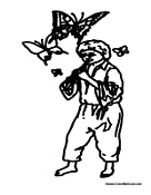 Boy Playing Music to Butterflies