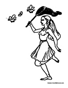 Woman Chasing Butterflies