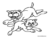 Cat and Dog Coloring Page 6