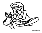 Girl with Pet Cat