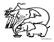 Circus Elephant with Baby