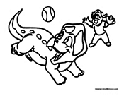 Kid Playing Baseball with Dino