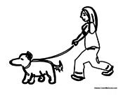 Girl Walking Her Dog