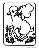 Lamb Eating Flowers