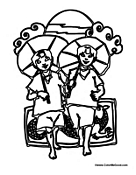 Chinese Kids with Umbrellas