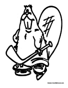 Beaver Playing Hockey