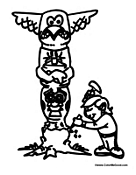 Kid Carving Totem Pole