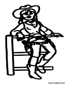 Cowgirl on Fence