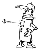 Robot Baseball Coloring Page
