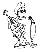 Robot Rock Star Coloring Page