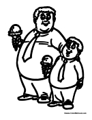 Father and Son Eating Dessert