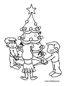 Kids Around Christmas Tree