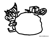 Elf with Christmas Bag