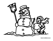 Girl Building Snowman