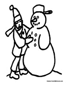 Boy Building Snowman