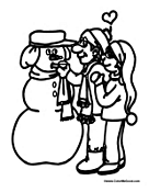 Couple with Snowman
