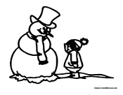 Kid with Snowman