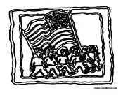 Kids Marching with Flag