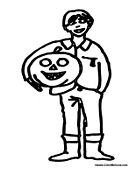 Boy Holding Carved Pumpkin