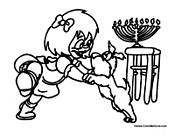 Girl Dancing with Dog Menorah