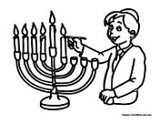 Jewish Man Hanukka Menorah