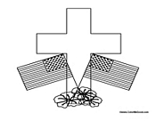 US Flags and Christian Cross