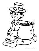 Boy and Pot of Gold Coloring