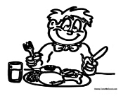 Boy Eating Turkey Meal