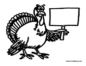 Turkey Holding a Blank Sign