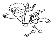 Cupid Flying Coloring Page