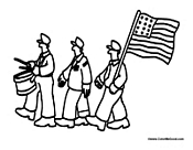 Troops Carrying Flag in March