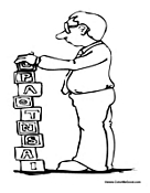 Adult Man with Letter Blocks
