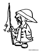 Man in Raincoat Fishing