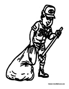 Boy Scout Cleaning Up