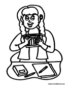 Girl in Art Class with Crayons