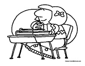 Girl Student at Her School Desk