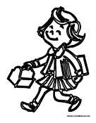 Girl Student Walking to School