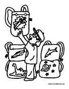 Boy Student Getting Backpack