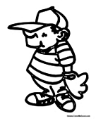 Kid Playing Baseball with Hat
