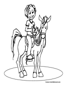 Girl on Horse Coloring Page