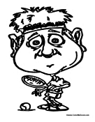 Cartoon Boy Playing Tennis