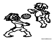 Friends Play Beach Volleyball