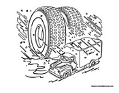 Huge Wheels Truck in Storm