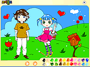 Boy and Girl Kids Coloring Game